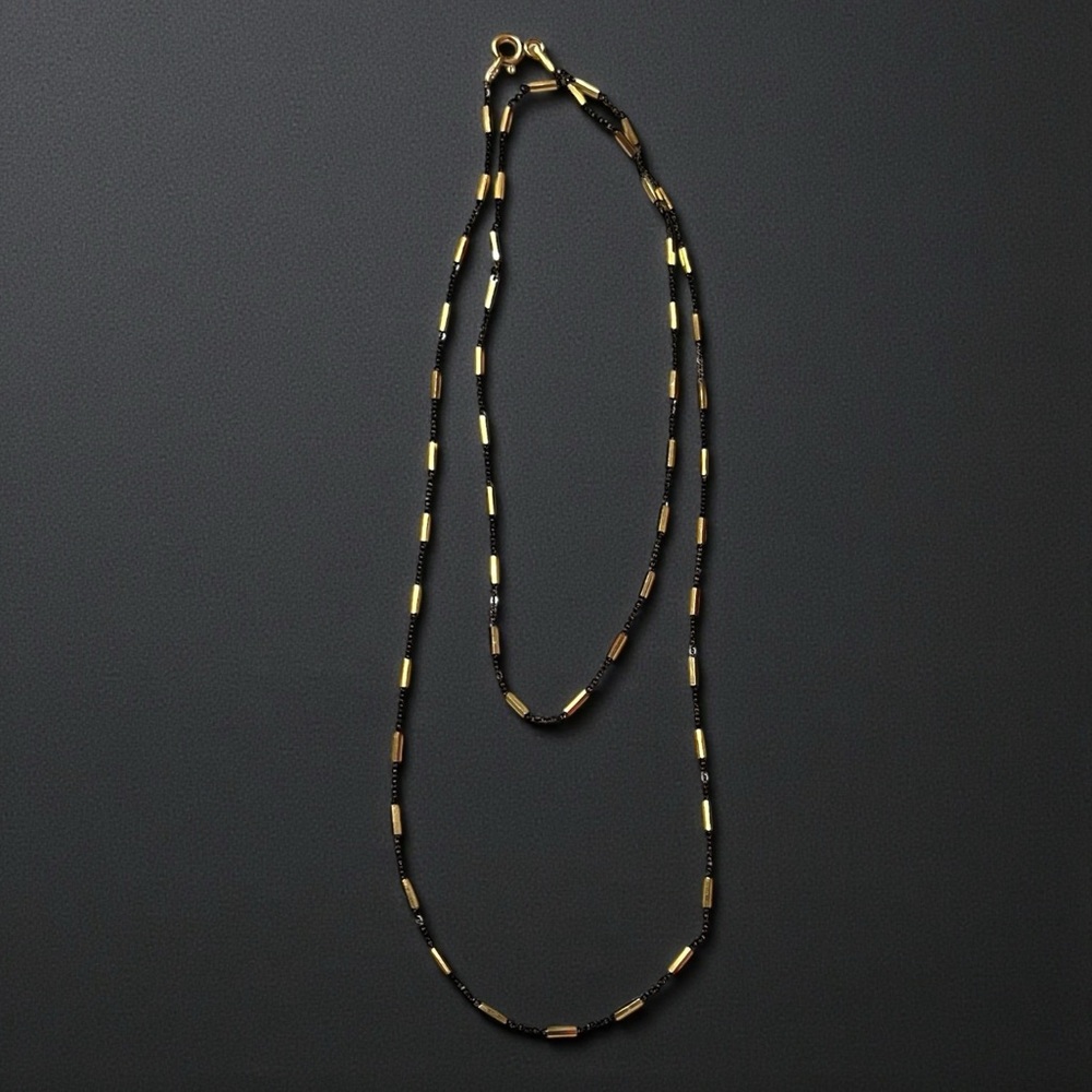 Black Rhodium 18K Gold Over Sterling Silver Rope And Bar Two Tone 22” Necklace